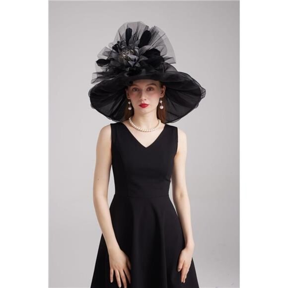 Women's Kentucky Derby Church Dress Hat 01-black, Grey - Picture 6 of 7
